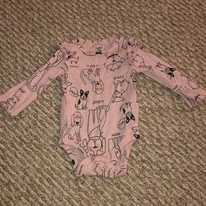 Dog print onesie with ruffle sleeve